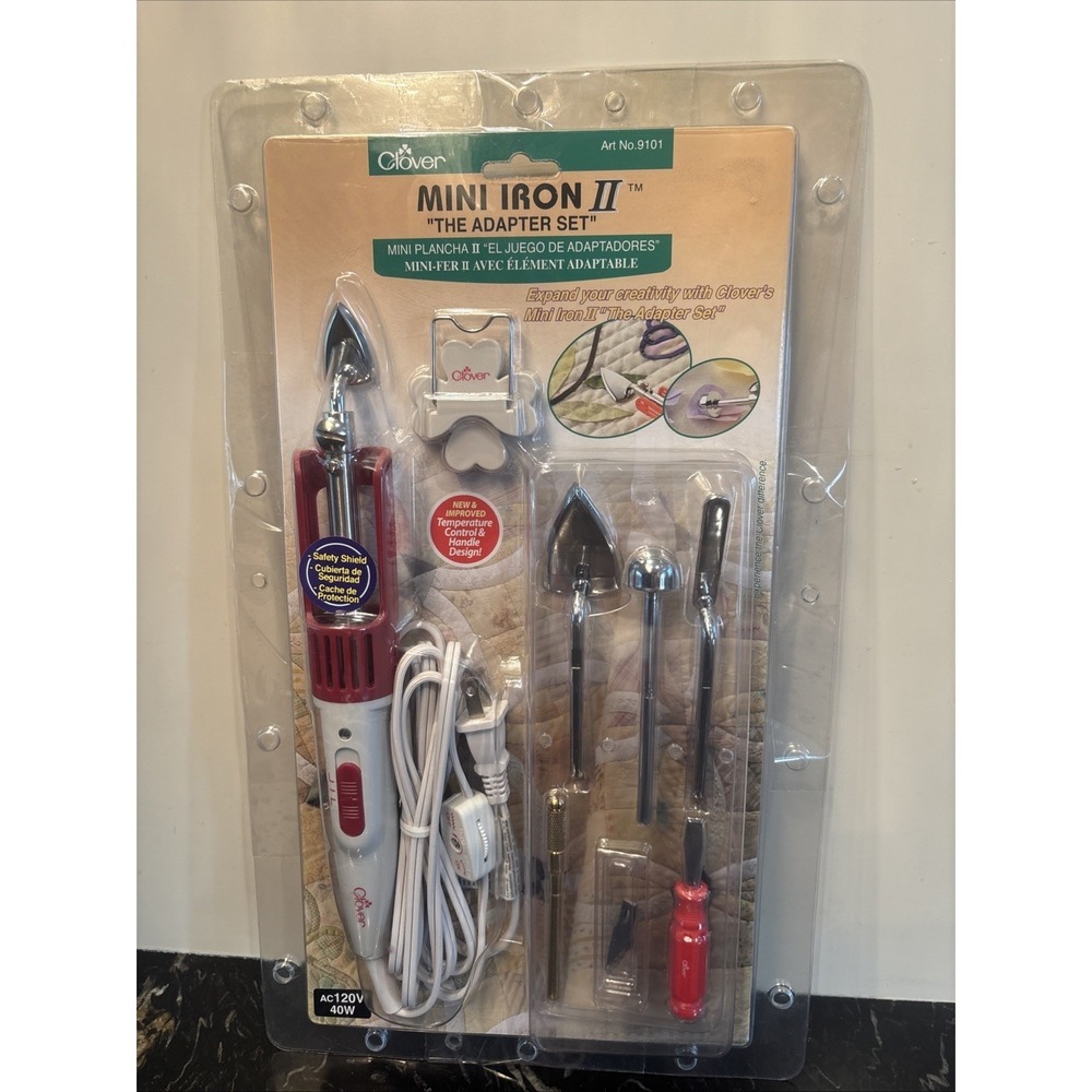 Clover Mini Iron II The Adapter Set #9101 Includes 5 Additional Tips +Iron Stand